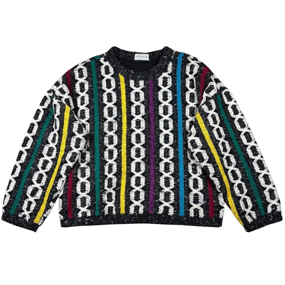 Vintage Allen Wah Lambswool Chenille Sweater Mens Large Boxy Heritage USA Made